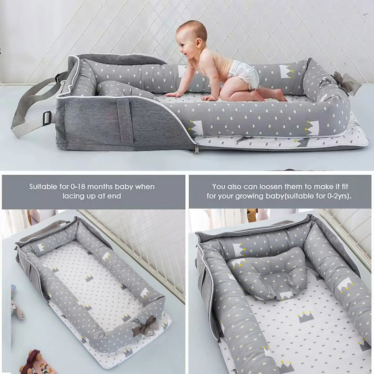 

Multi Functional Backpack Baby Crib Portable Anti Pressure Bed for Babies Foldable Bed for Newborns Soothing Sleeping Bed