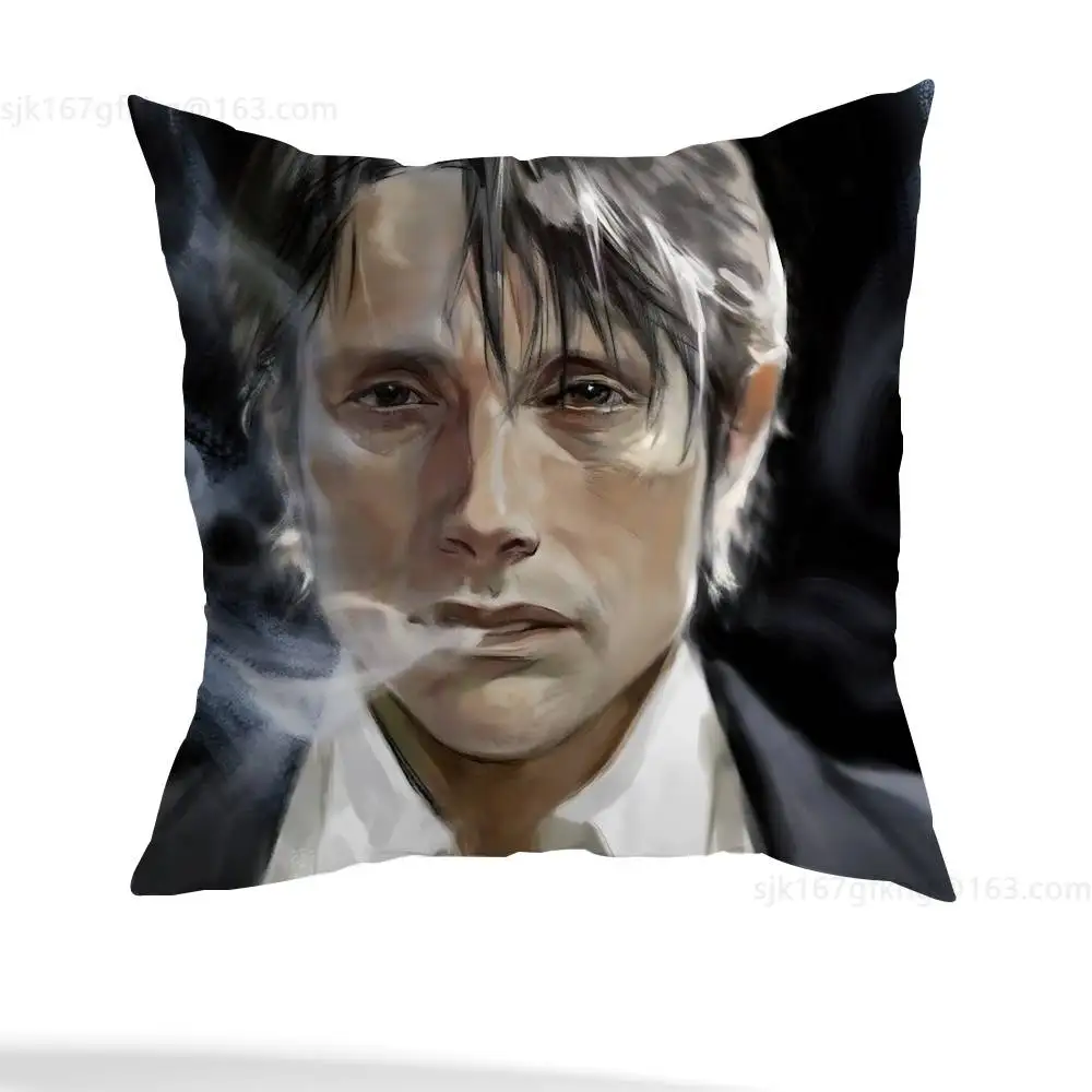 Mads Mikkelsen H-Hannibal Pillow Case Pillow Case Living Room Sofa Cushion Cover Suitable For Home Bedroom Room Decoration