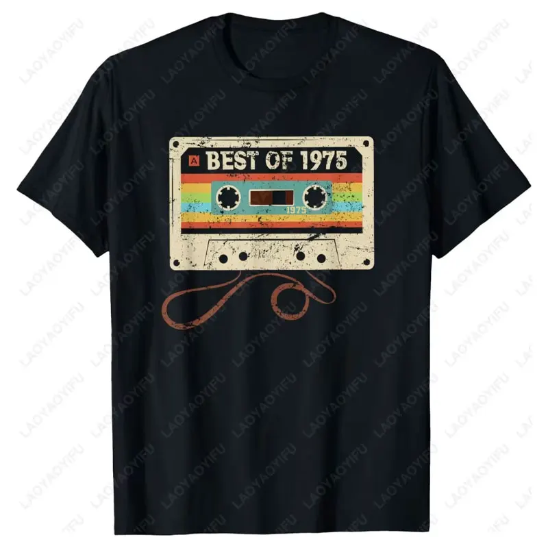 

Best 1975 Vintage 50 Year Old Bday Men Women 50th Birthday T-Shirt Cotton Casual Printed Tops Street Fashion Breathable Tee