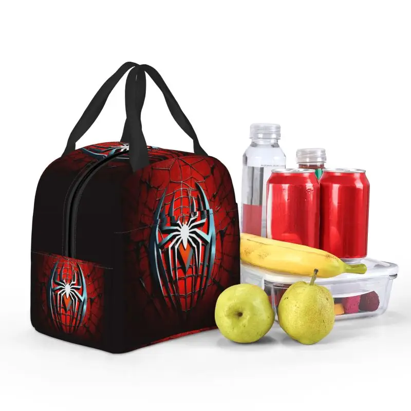 Custom Spider Man Insulated Lunch Box for Women Reusable Warm Cooler Thermal Lunch Bag Camping Picnic Food Container Tote Bags