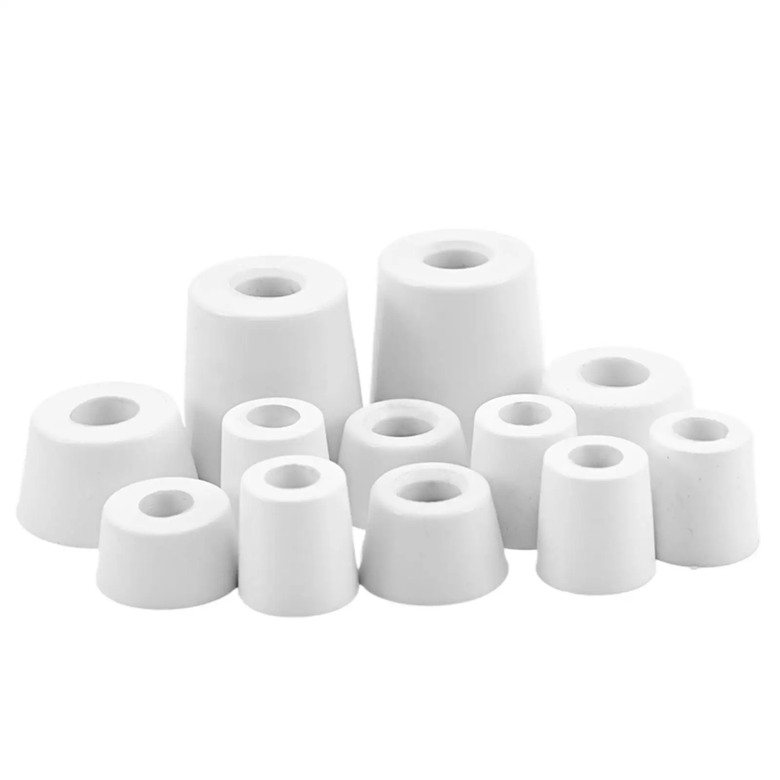 4pcs O/D 13mm To 50mm White Rubber Machine Foot Pad Feet With Steel Washer Non-slip Furniture Table Conical Protector