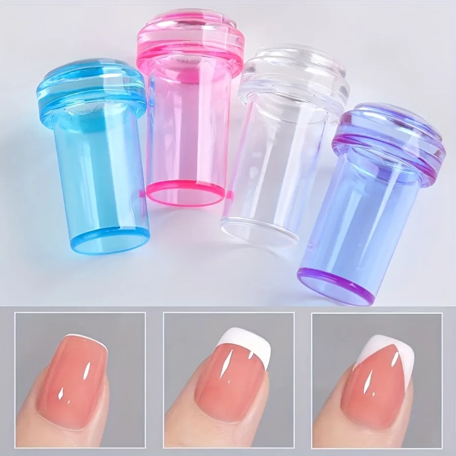 1 Juego de estampador de silicona suave para decoración de uñas con raspadores, diseño desmontable, imagen de transferencia de pintura francesa, suministros de manicura DIY, herramientas