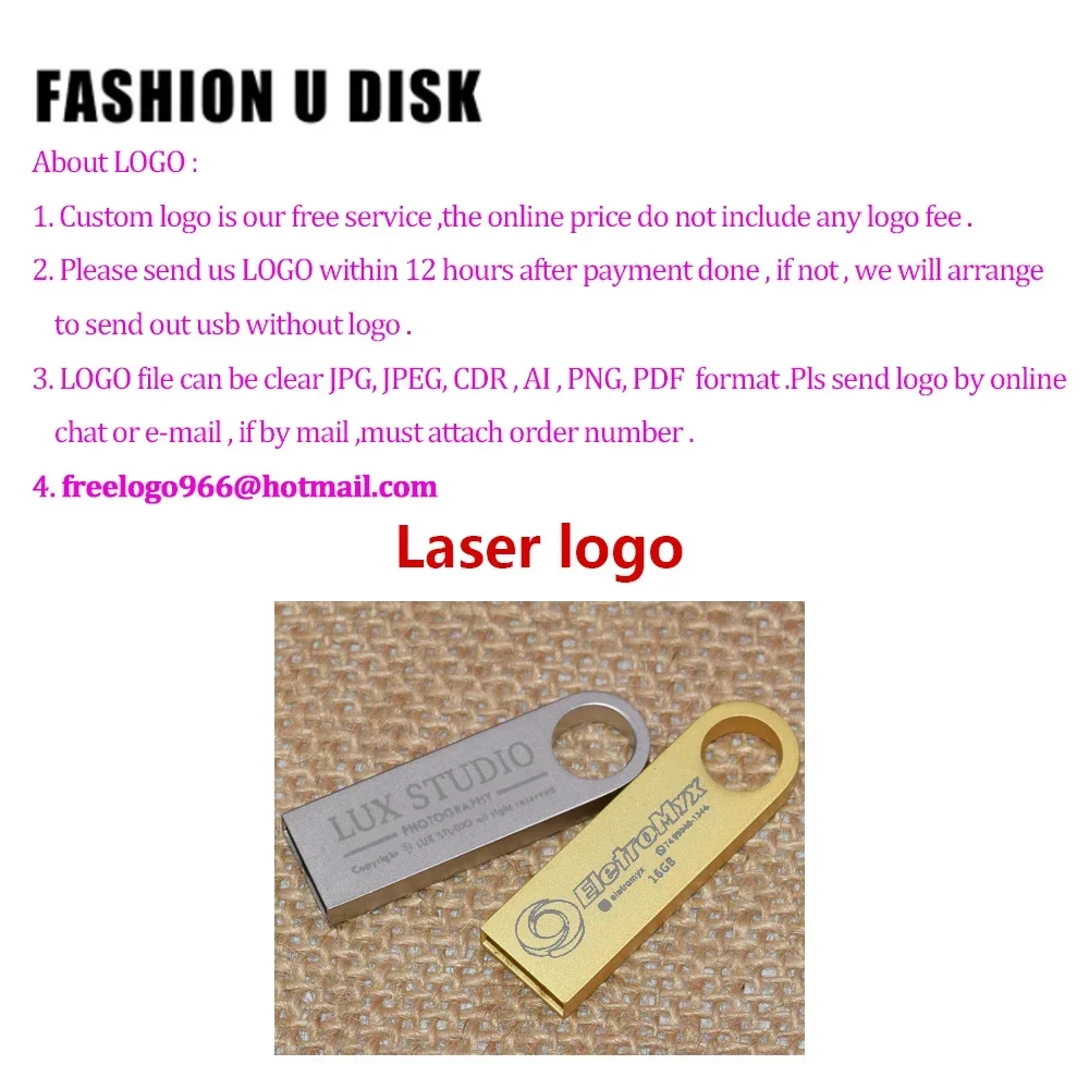 50PCS/lot Free Custom LOGO Metal USB Pendrive 2GB 4GB 8GB 16GB Music Flash Pen Drive 32GB 64GB Memory Stick Company Gift U-disk