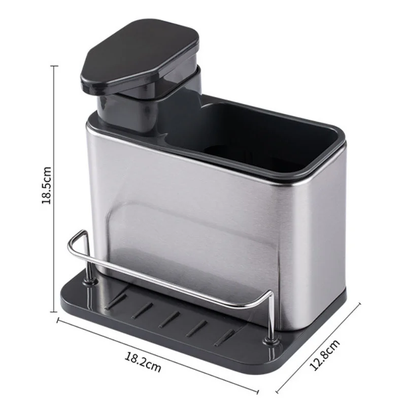Dispenser di sapone per stoviglie da cucina 3 in 1 in acciaio inossidabile, porta spugna, scolapiatti per organizer per lavello, adatto per lavelli da cucina