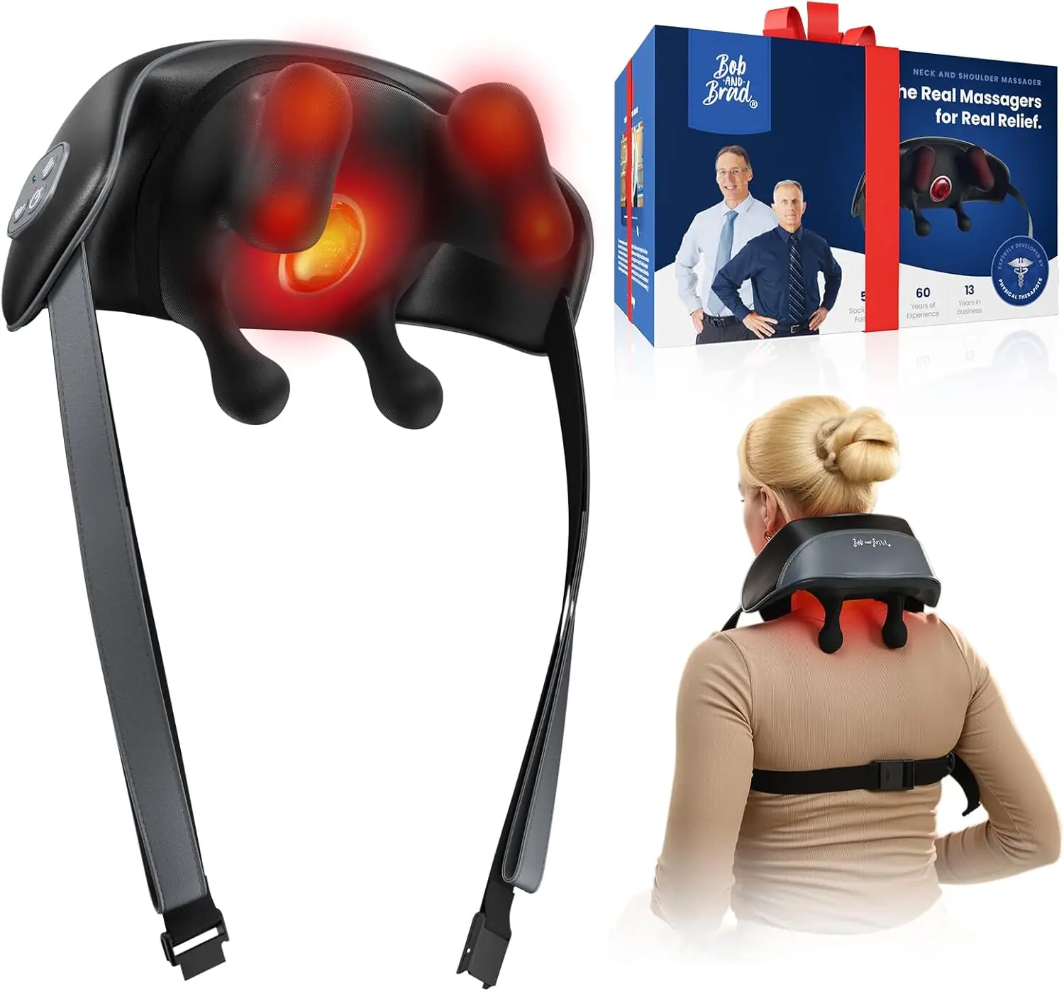 

Cordless 4D Shiatsu Neck Massager with Heat for Pain Relief, Deep Tissue Kneading for Neck, Shoulder & Back, Long Battery Life