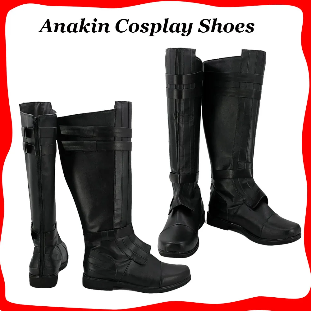 ชายฮาโลวีน Anakin คอสเพลย์สีดํารองเท้าหนัง PU รองเท้าภาพยนตร์ Space Battle Fantasia รองเท้าสําหรับผู้ใหญ่ผู้ชาย Party Carnival