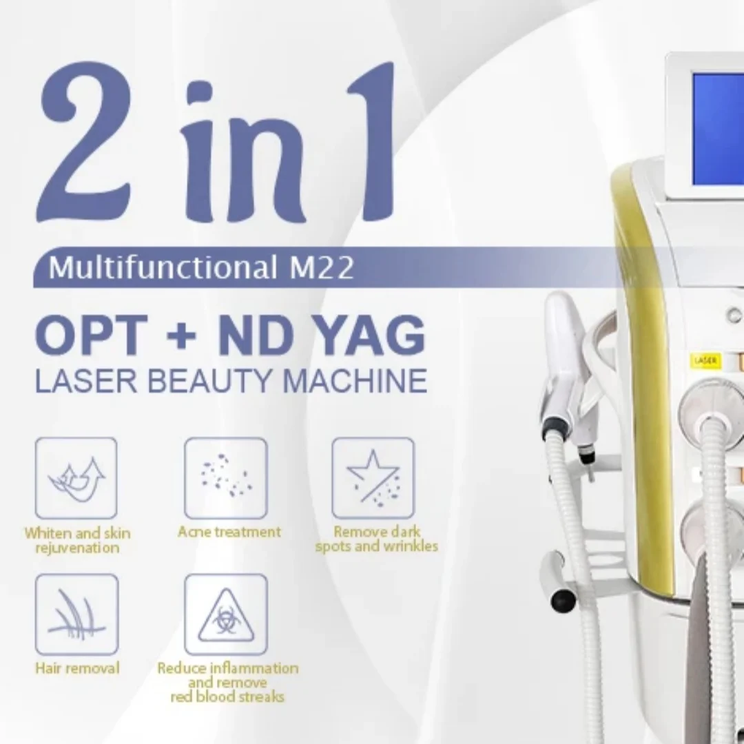 

-Beauty Model M22 IPL Laser Hair Removal Machine OPT Skin Rejuvenation E-Light Q-switch ND YAG Tattoo Removal Machine Anti-Aging