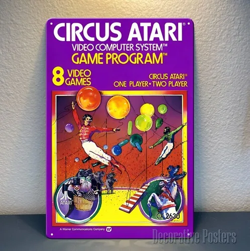 Circus Retro Video Game Metal Poster - Size: (20x30cm) Sign