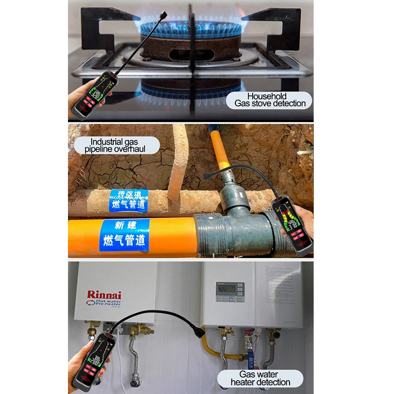 ZL73B recarregável gás vazamento detector, alarme sonoro, combustível, metano natural inflamável, analisador de gás de petróleo liquefeito, 0-10000
