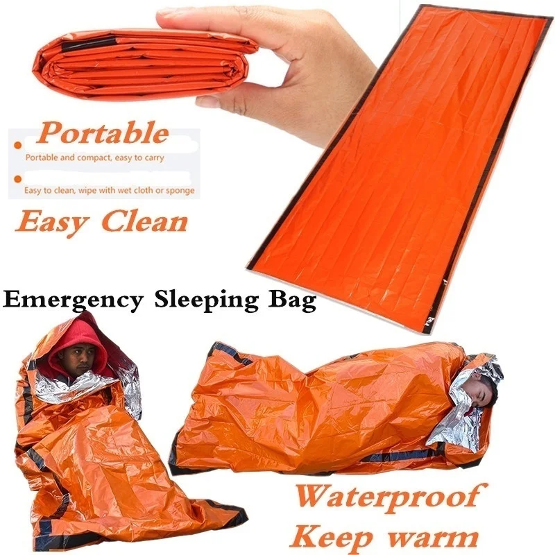 Waterproof Lightweight Thermal Emergency Sleeping Bag Sack Survival Blanket Bag Camping Hiking Outdoor Activities Survival Gear