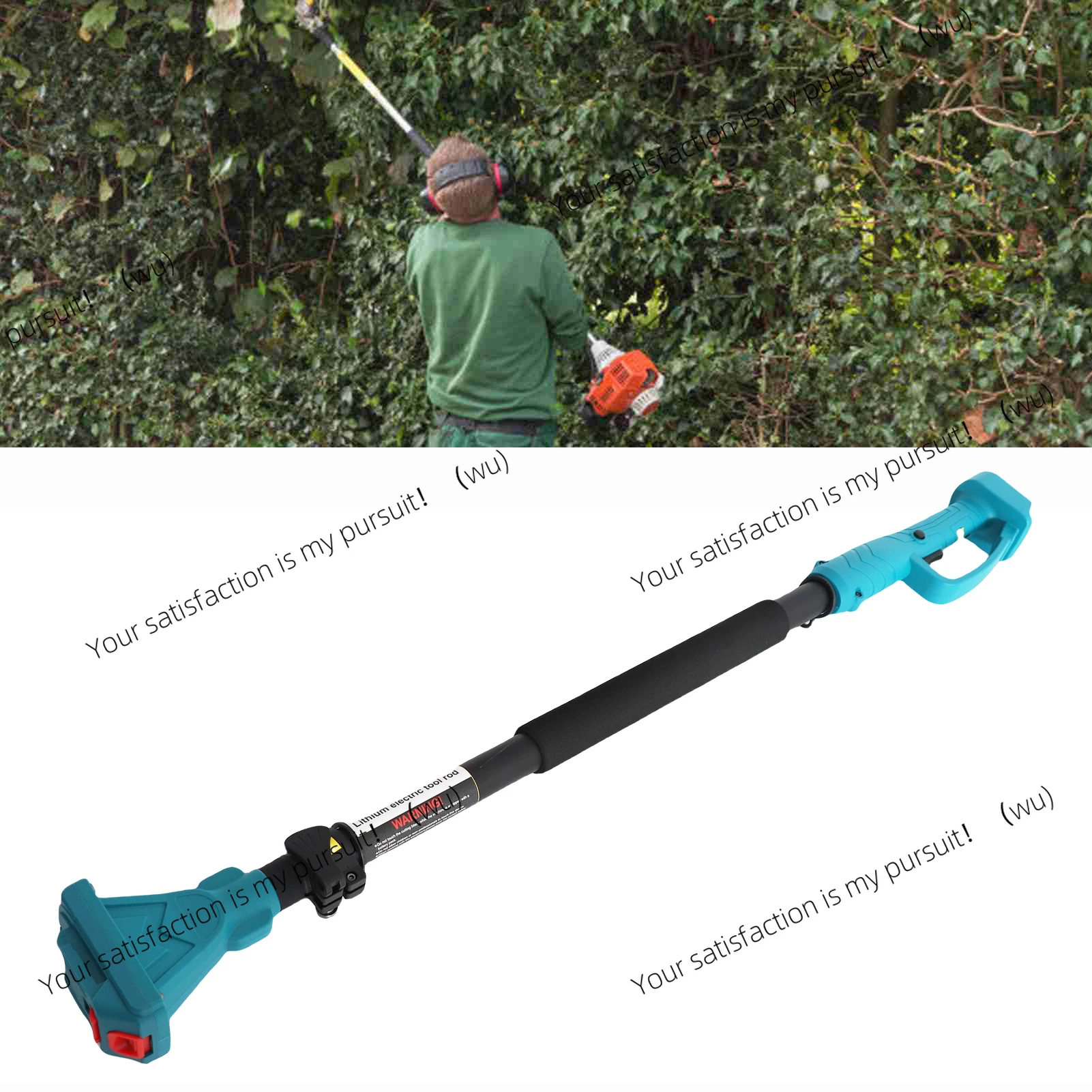 1.5m Cordless Pruner Extension Pole Tree Pruner Telescopic Pole Rotating Head Versatile 3.44 Ft To 4.92 Ft Blue for Garden