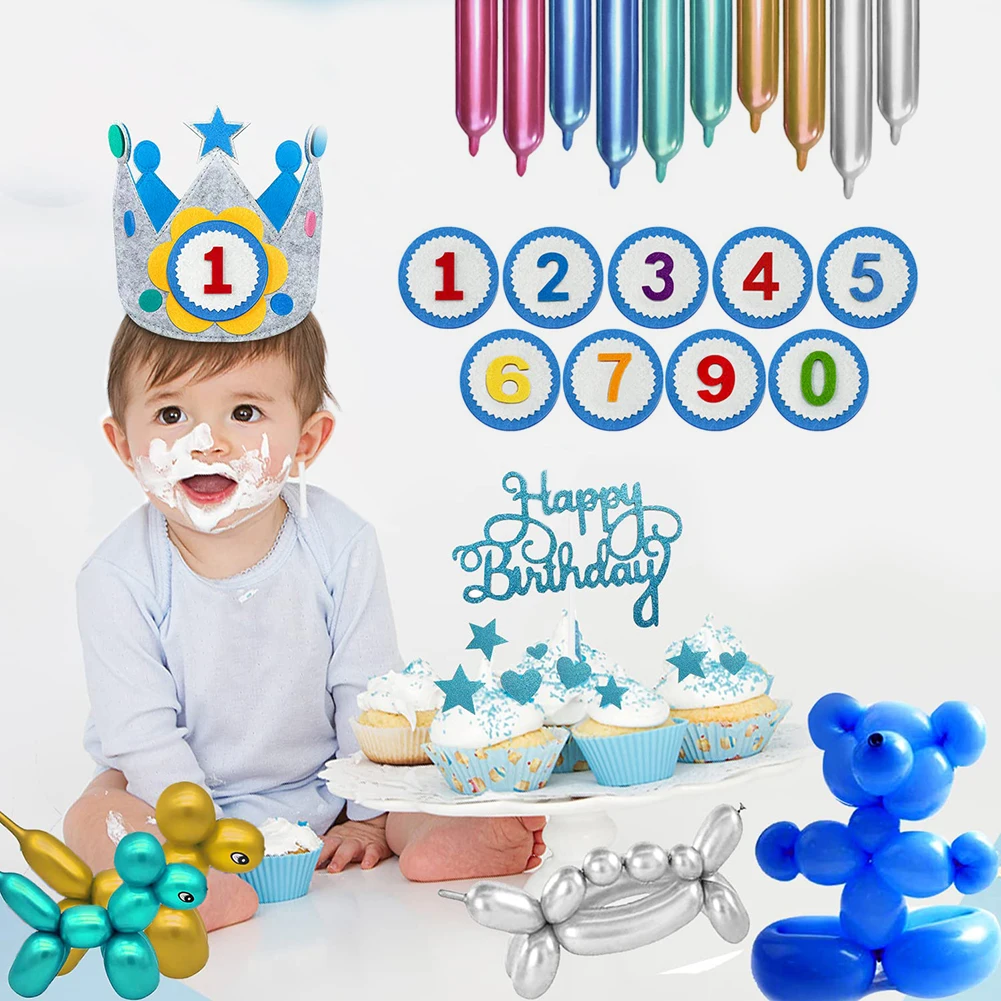 Interchangeable Numbers Crown Princess Gray Felt Birthday Party Hat Adjustable Celebrtion Durable Kids Baby Shower Decor