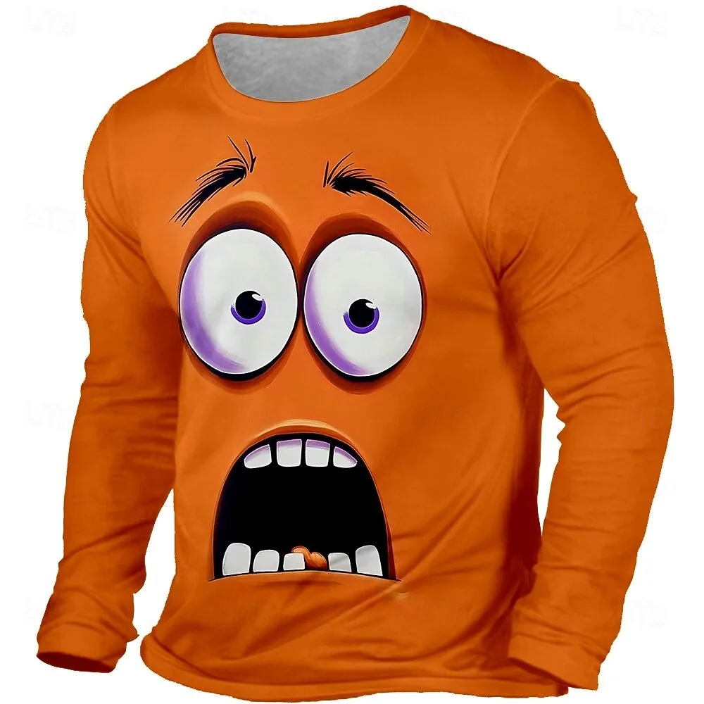 

Men's facial expression Long Sleeve T shirt 3D Printed Crew Neck Shirt Fashion Exaggerated Street Daily Leisure Men's Clothing