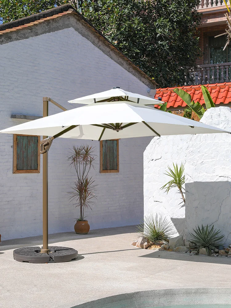 Outdoor parasol white solar villa courtyard wind-resistant cafe milk tea shop entrance stall Roman umbrella