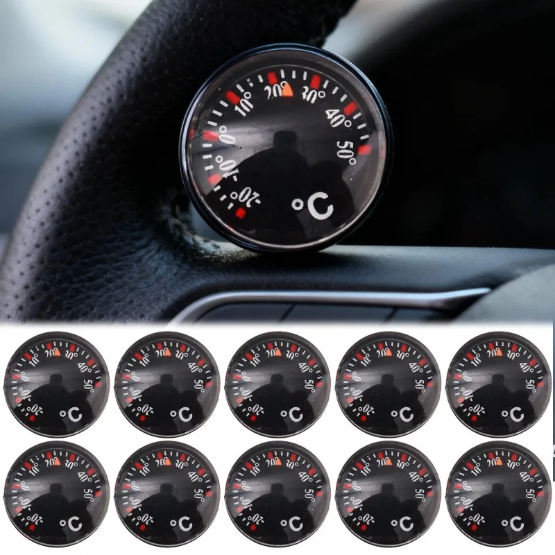 1-20pcs Car Mini Circular Thermometer High Accuracy Measurement Thermometer Practical Plastic Waterproof Dial Car Interior Parts
