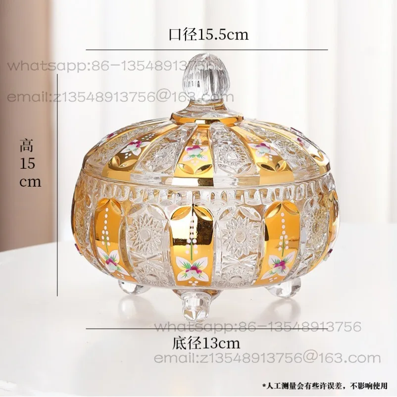 European light luxury crystal glass candy jar with lid household decoration creative snack storage sugar tank
