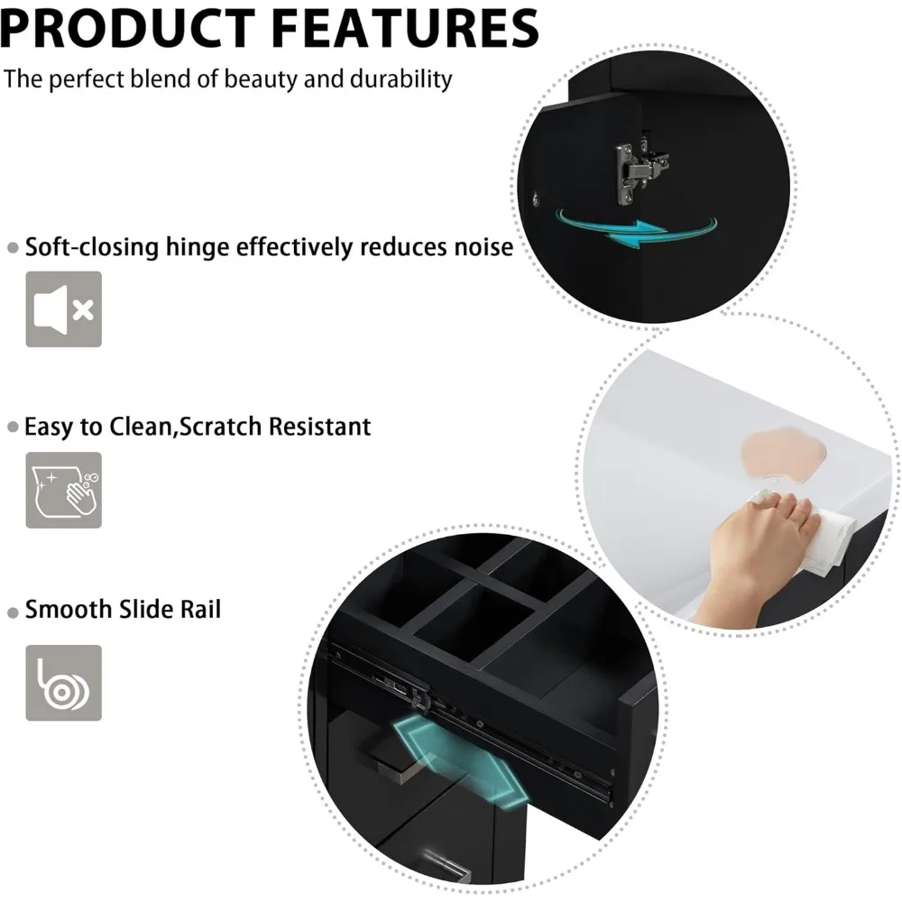 Mueble de tocador tradicional de cerámica con 3 cajones y 2 puertas de 30" para almacenamiento en el baño