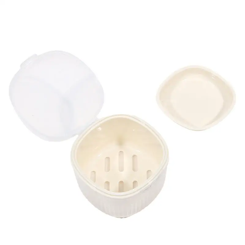 Denture Boxes Cases Cleaning False Teeth Storage Box With Hanging Net Container Artificial Tooth Case Orthodontic Retainer