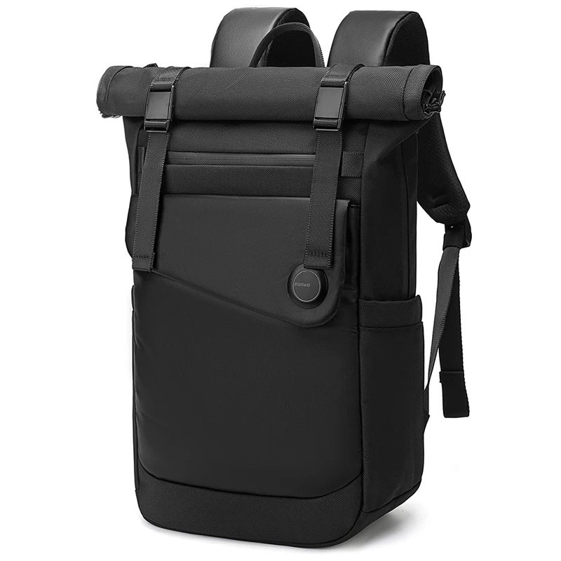 Evervanz-expansível mochila roll top, mochila moda impermeável com bolso portátil, adequado para o trabalho, negócios, viagem faculdade, preto