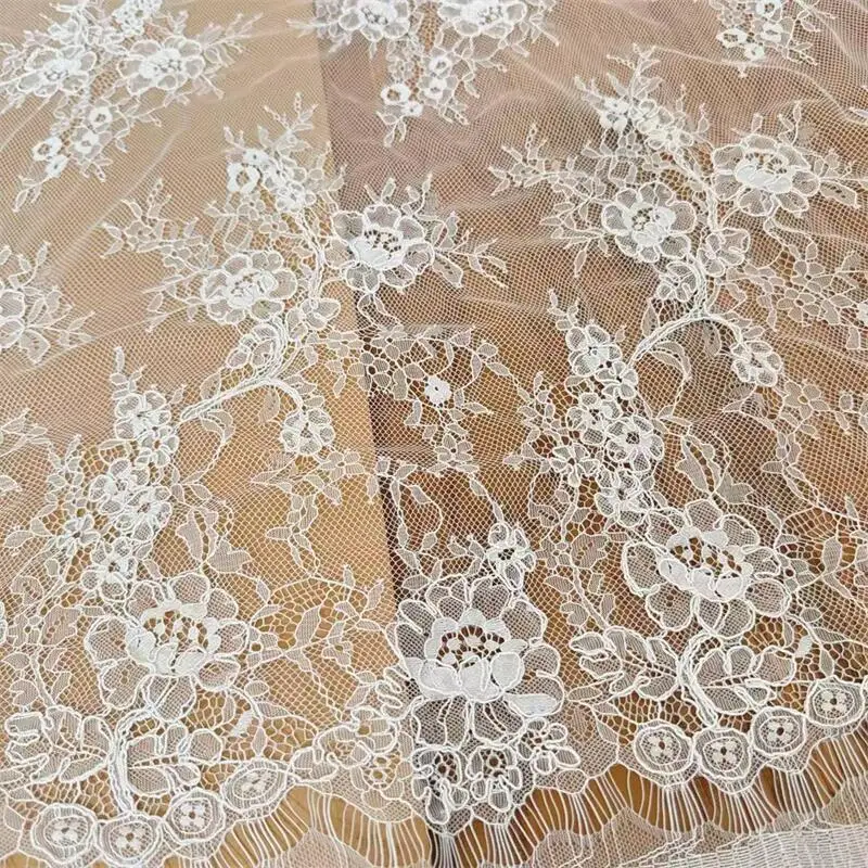 

Handmade Border Embroidery French Beautiful Flowers Lace Fabric.Used for Bridal Wedding Dresses Sewing Supplies Fabric