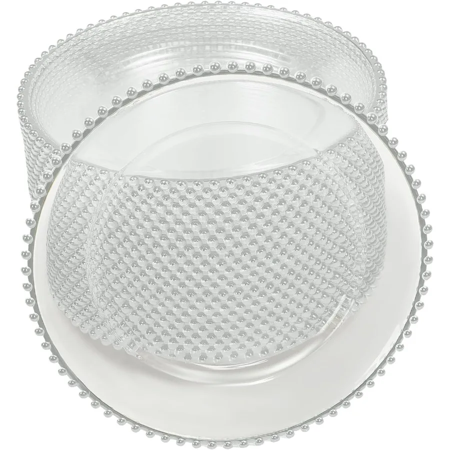 

25 Pcs Clear Charger Plates 12.6inch Plastic Round Table Charger Plates with Elegant Beaded Rim Dinner Decorative Charger Plate