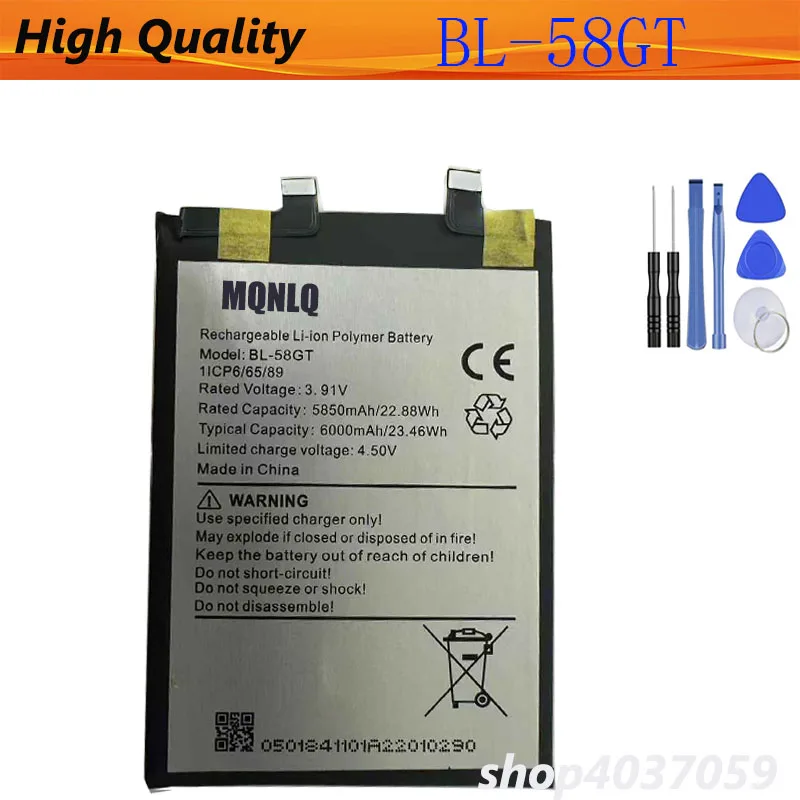 Original for TECNO BL-58GT battery 6000mAh New production date High capacity Bateria + Tools
