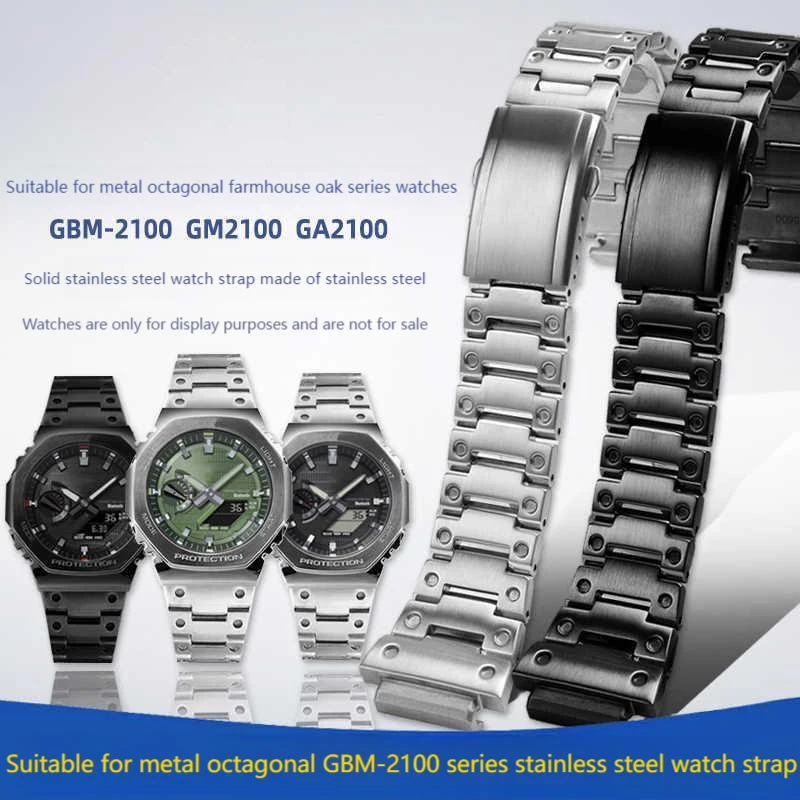 16 مللي متر الفضة الذهب الفولاذ المقاوم للصدأ حزام ل كاسيو GBM-2100 GM2100 GM 2100 GM-2100 المعادن الفولاذ المقاوم للصدأ ساعة سلسلة معصمه