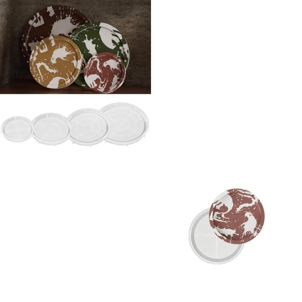  Round Cement Tray Molds Plate Moulds for Resin Casting Craft Decorations