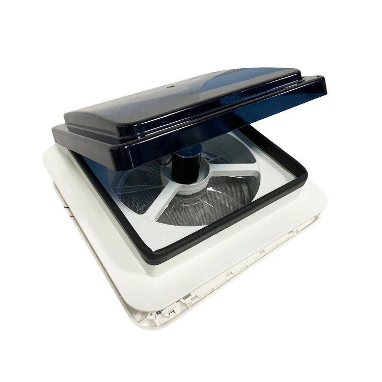 

12V 14'' 340mm Plastic RV Roof Ventilation Fan Manual Control 3 Speeds Adjustable Smoked Lid Mosquito-Proof
