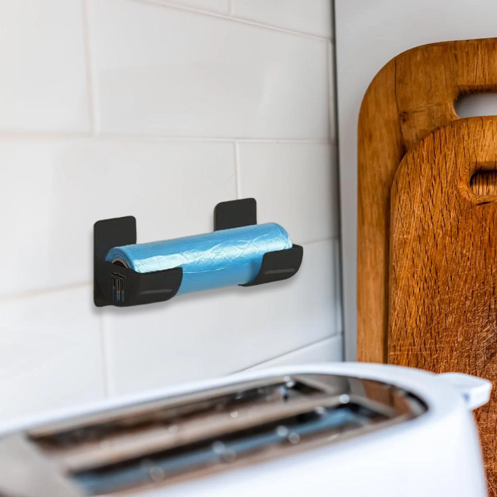 

4Pcs Nodrill Kitchen Organizer Shelf Space Saving Refrigerator Storage Rack Multifunctional Plastic Bag Holder