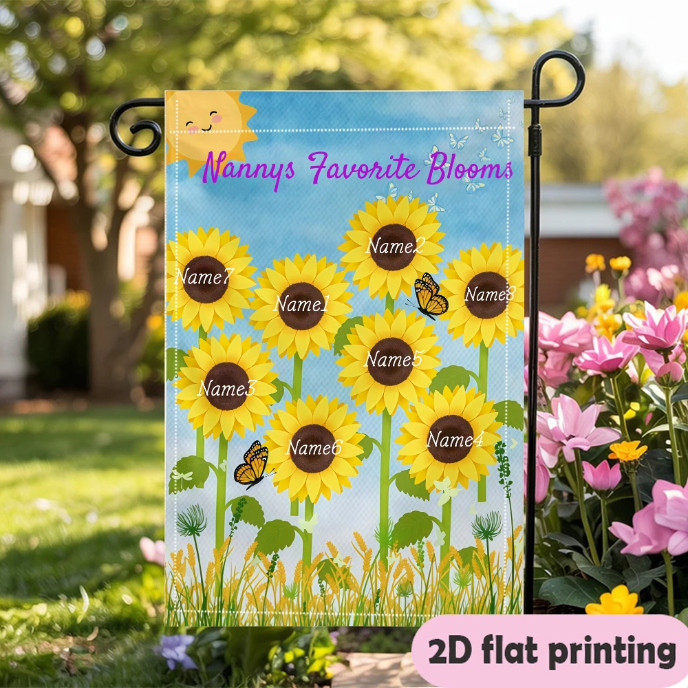 1pc double-sided Customizable Sunflower Butterfly Garden flag personalized custom Name garden decoration 30*45cm(12x18in)