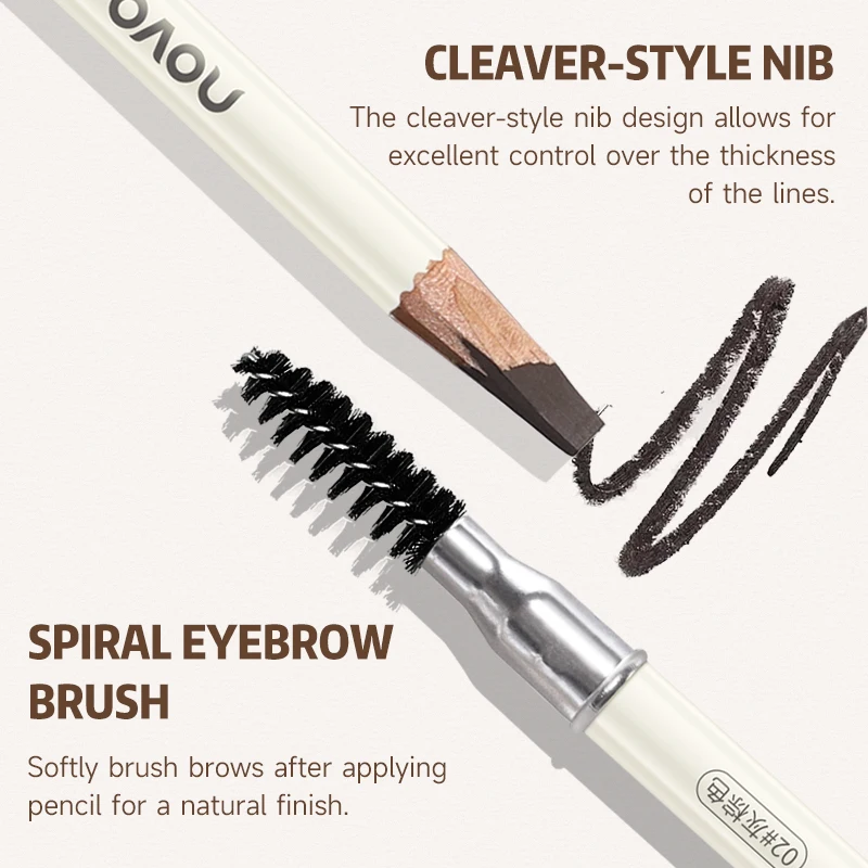 2-in-1 アイブロウ ペンシル、長持ち、防水、汗に強い、簡単に削れる、眉、自然な眉メイクを作成します。