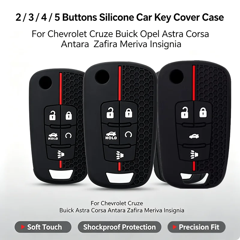 2/3/4/5 Buttons Silicone Car Key Cover Case For Chevrolet Cruze Buick Opel Astra Corsa Antara Zafira Meriva Insignia Key Holder