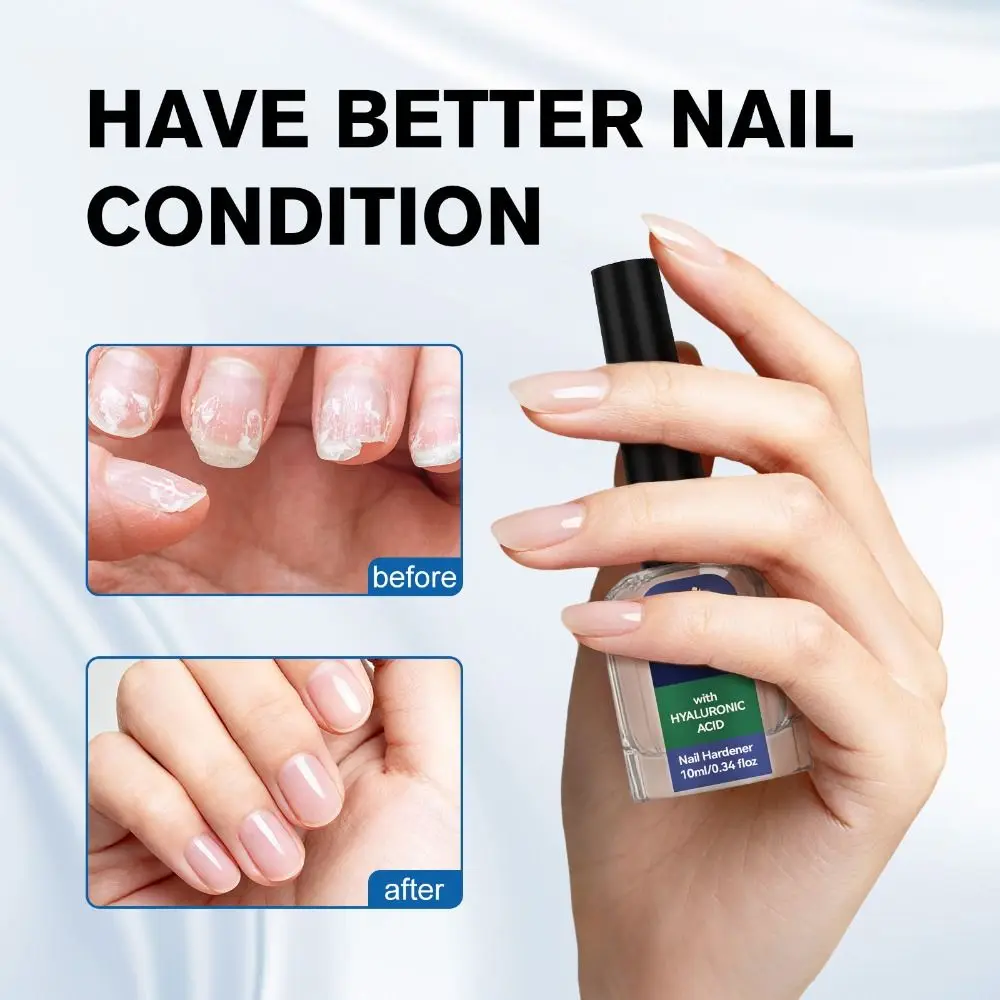 10ml Nail Hardener with Hyaluronic Acid Anti-brittle Nail Repair Oil Easy Brush Prevent Breakage Nail Stronger Tool