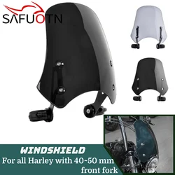 Motorcycle Windshield Windscreen For Harley Davidson FXDF Fat Bob FLD Switchback Street Bob Wind Deflector Shield Screen 40~50MM