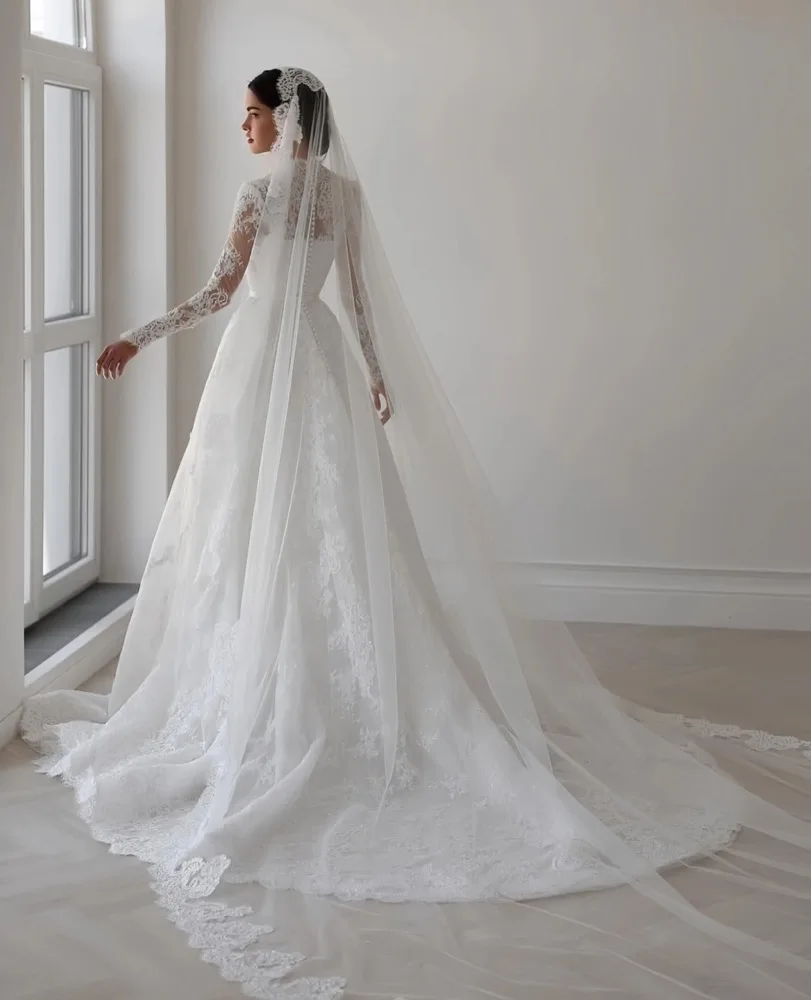 فستان زفاف دانتيل أناقة فساتين زفاف فيستدوس دي نوفيا أماندا نوفيا أماندا نوفيا رسمي مخصص بدون حجاب