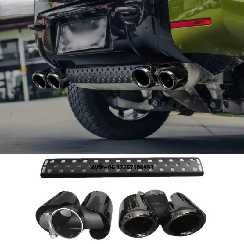 2020+ 90 110 RR Aluminum Round Hole Exhaust Tip with Baffle Rear Bumper Exhaust Pipe Guard Body Parts