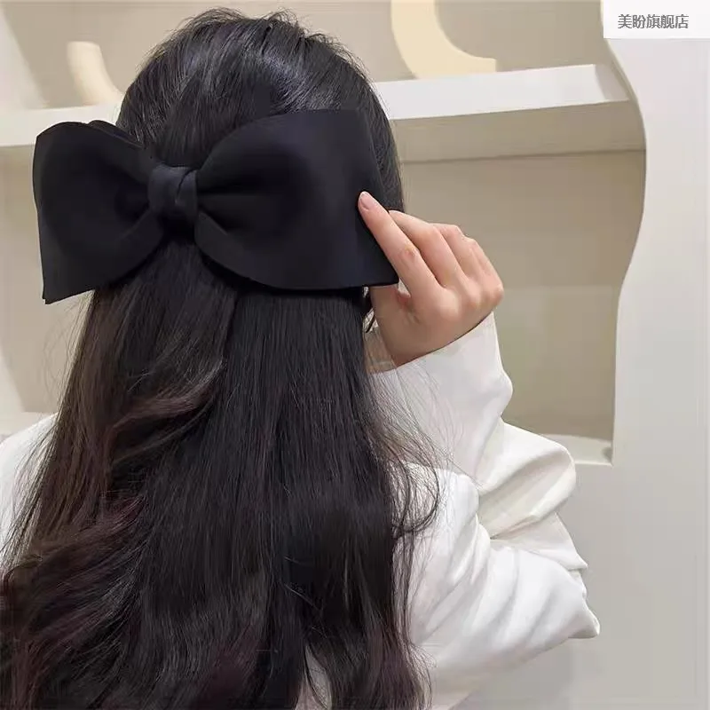 弓黒白バレッタカモノハシヘアピン女性エレガントなクリップ大きなヘアピンアクリルヘアクリップヘアアクセサリーカモノハシクリップ