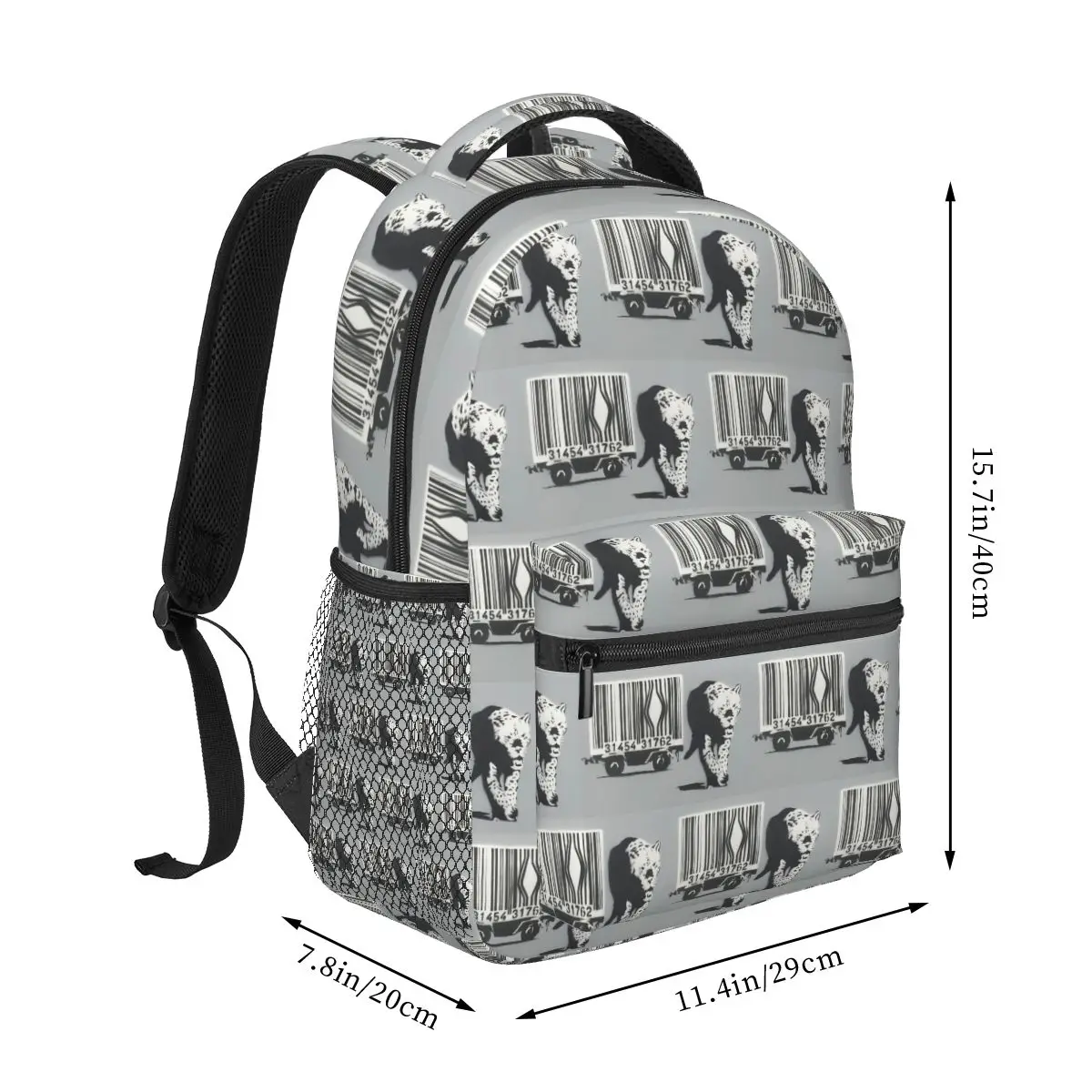 Tiger Barcode Banksy Street Graffiti Artist Creative Backpack Student Boys Girls BookBag Kids School Bag Computer Shoulder Bags