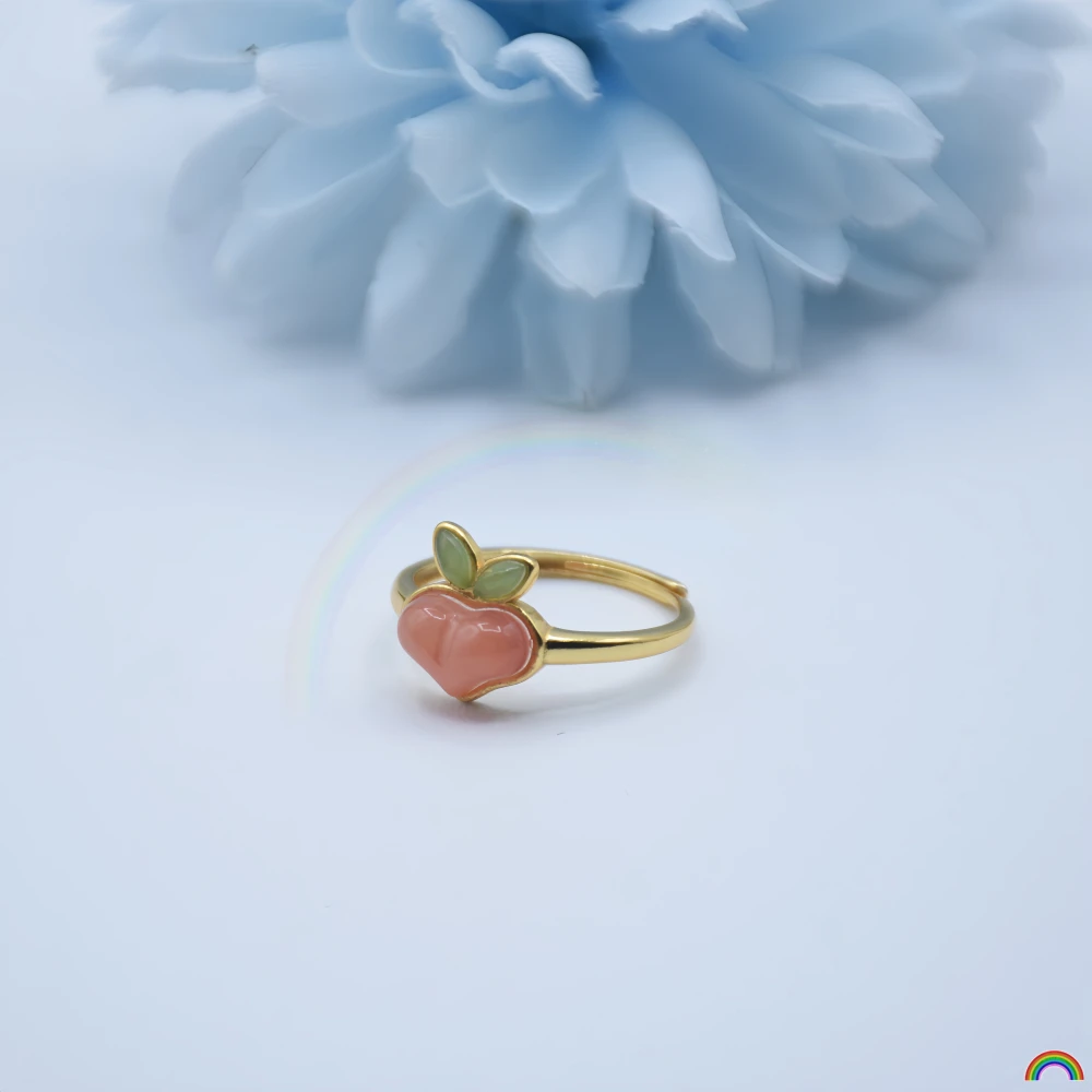 

Natural Southern Red Agate s925 Silver Inlaid Peach Heart Ring Year An Peach Language National Style Gift for Girlfriend Rwbuy