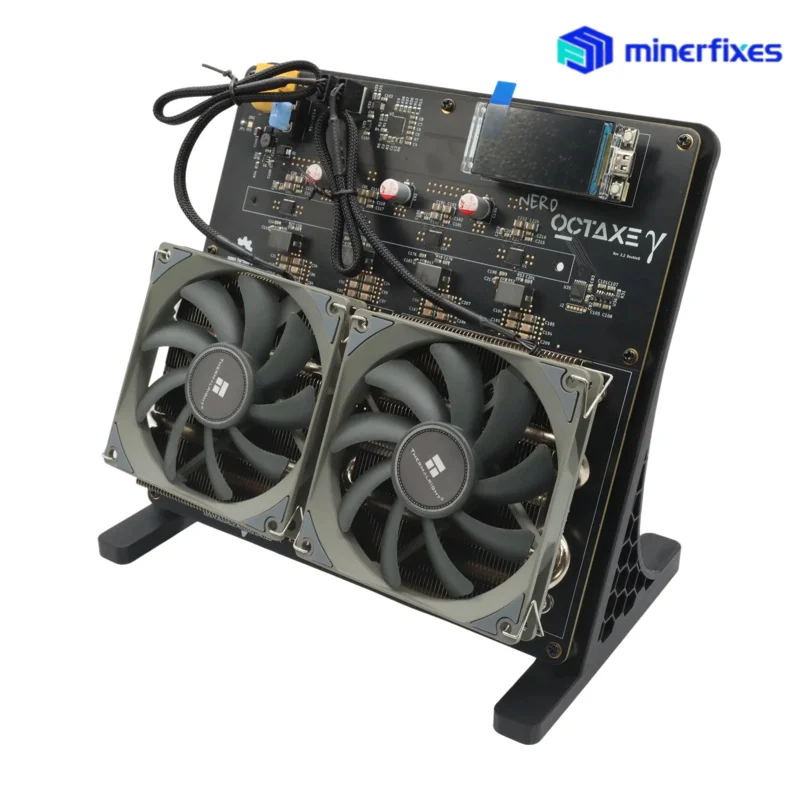 100% جديد Bitaxe NerdOCTAxe Dual Fans تبريد الهواء 9.6Th/s 150W Mini Bitcoin BCH Asic آلة التعدين مع PSU nerdaxe minerfixes