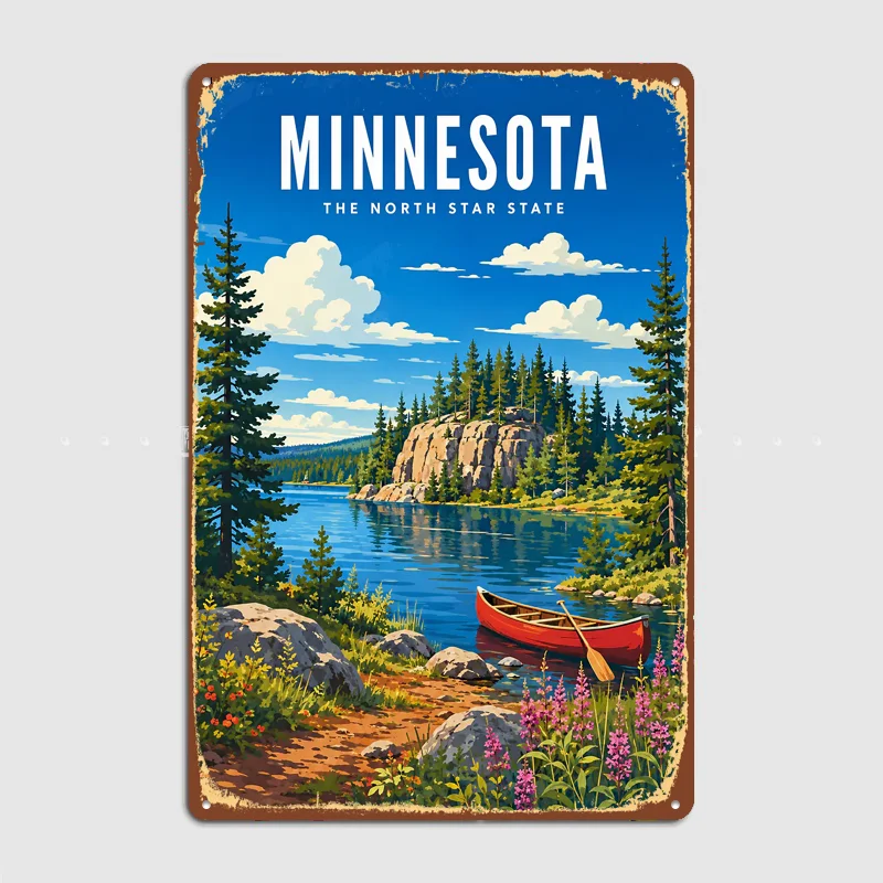 Minnesota North Star State Travel Metal Custom Sign Living Room Indoor Decor Room Decoration Bedroom Posters Home Decor