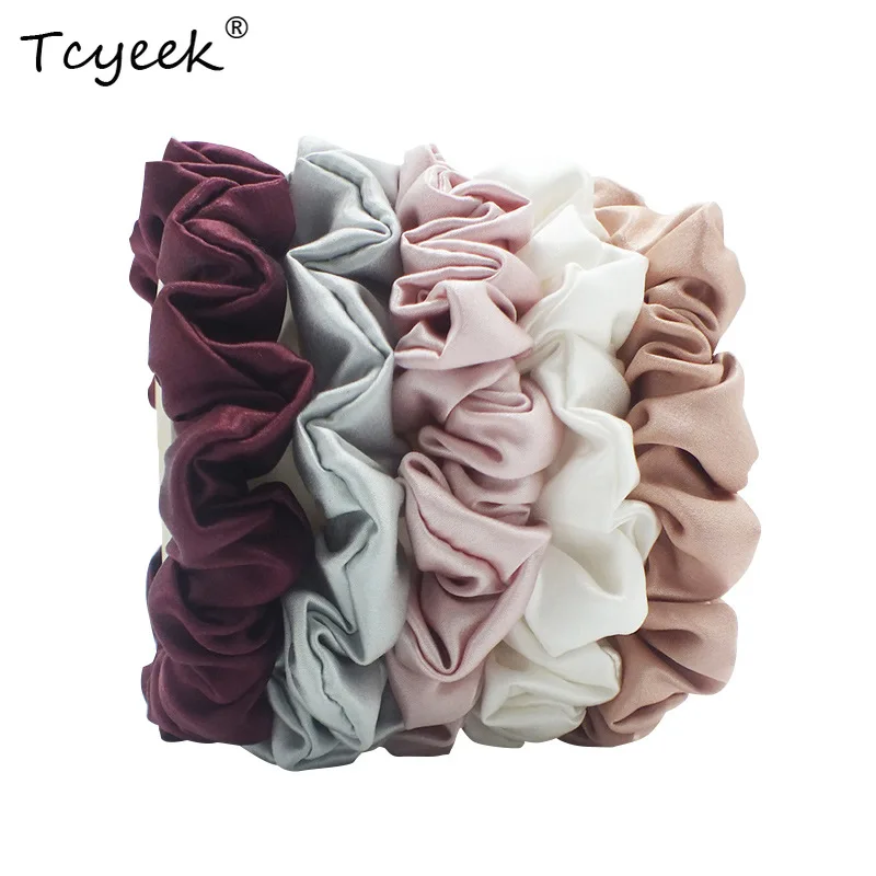 

Tcyeek, 3.5cm 22MM 100%Real Silk, French Style Hair Band, Handmade Hair Ring Ropes Rope For Curly Hair A47020QM