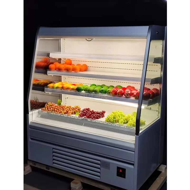 Customized Open Chiller Vertical Display Showcase for Fresh Vegetable Fruit Refrigerator Commercial Grade Equipment