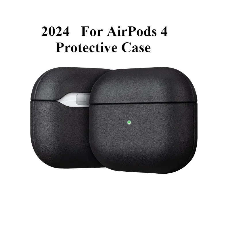 Protective Case For AirPods 4 3 Leather Case Full Grain Cowhide Earphone Cover Anti Drop Protective Sleeve For AirPods 2 1 pro2