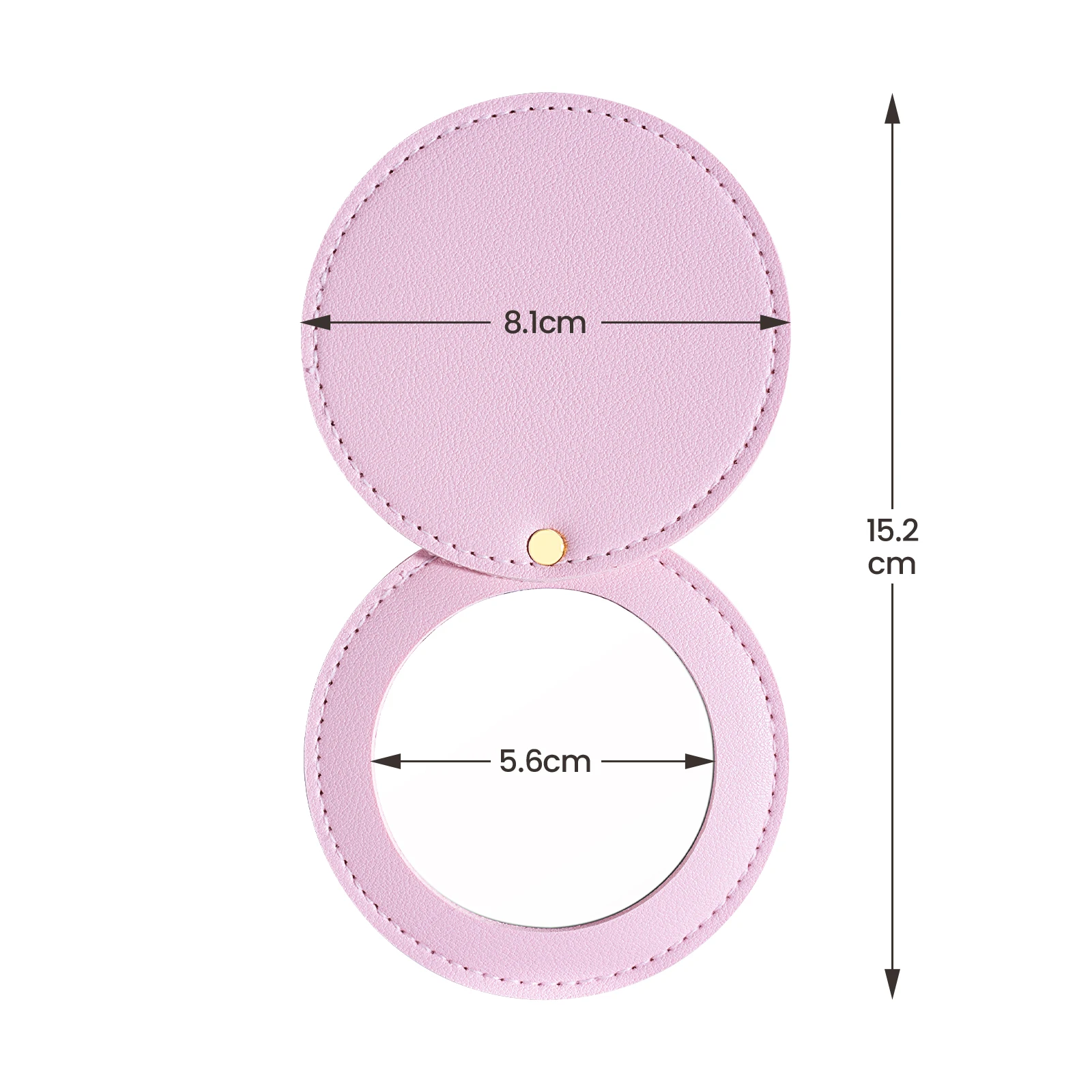 مرايا مدمجة غير قابلة للكسر من الفولاذ المقاوم للصدأ مع مرآة مكياج صغيرة محمولة من جلد البولي يوريثان للسفر على الجيب