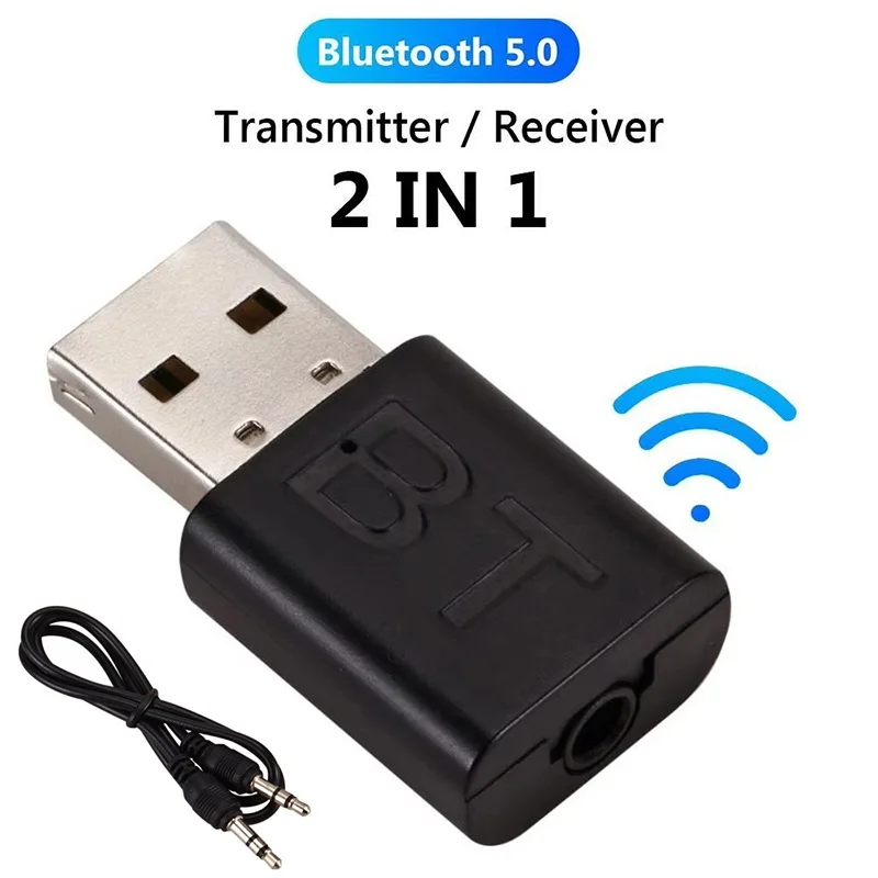 USB Bluetooth 5.0 Receiver Wireless Bluetooth Transmitter 3.5mm AUX Jack For PC Car Music Stereo Audio Adapter For TV Headphone