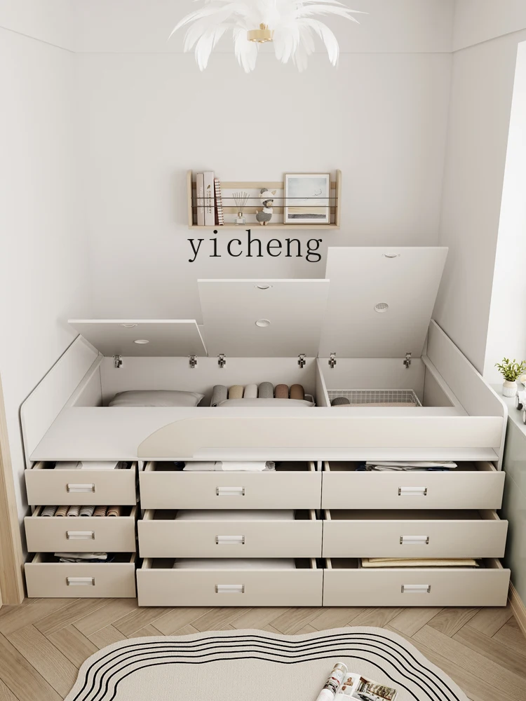 tatami high box bed storage storage bed sheet human storage bed half height small apartment space saving