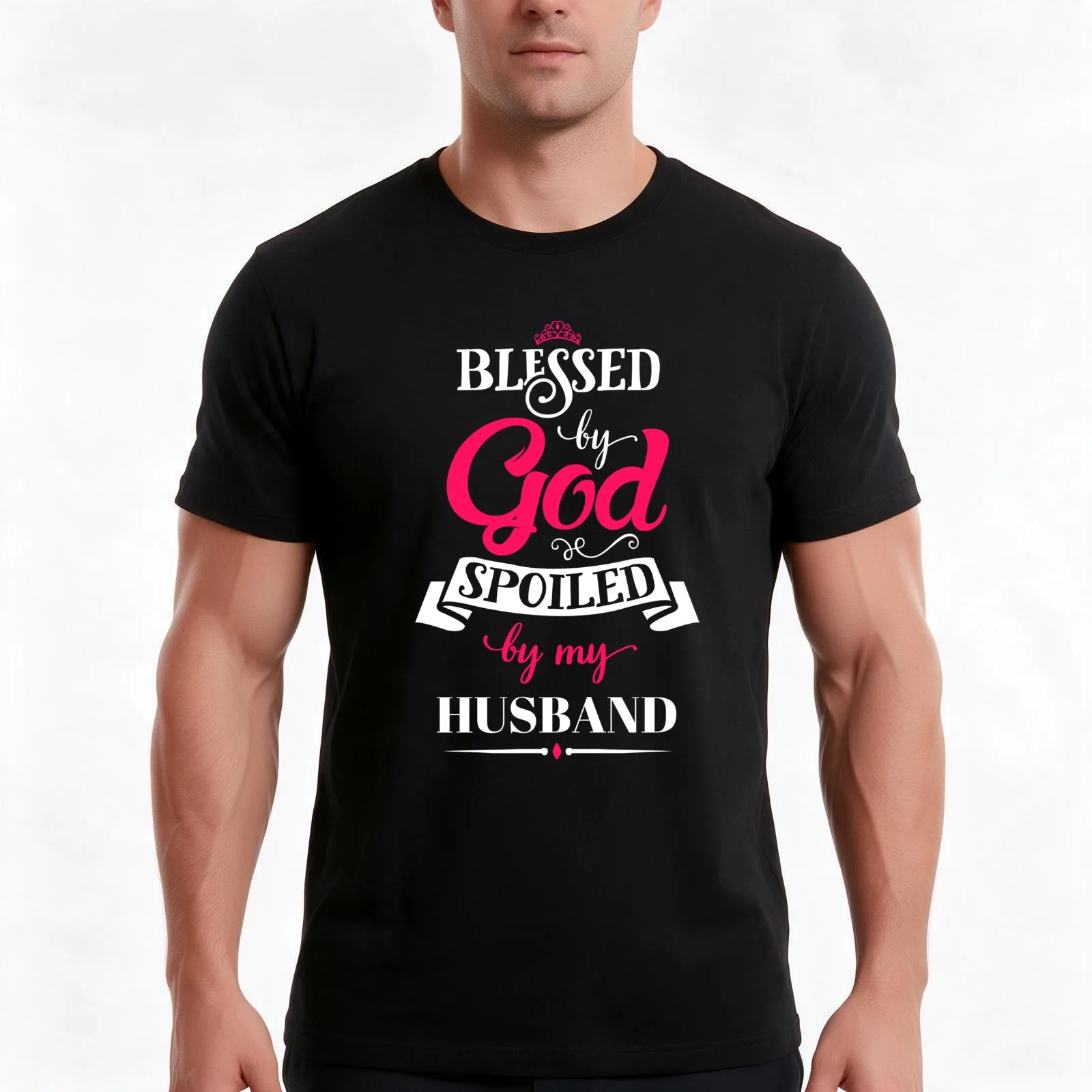 Blessed By God Spoiled By My Husband T-Shirt Summer Casual Cotton Tee Oversized Streetwear Tops Vintage Graphic Print