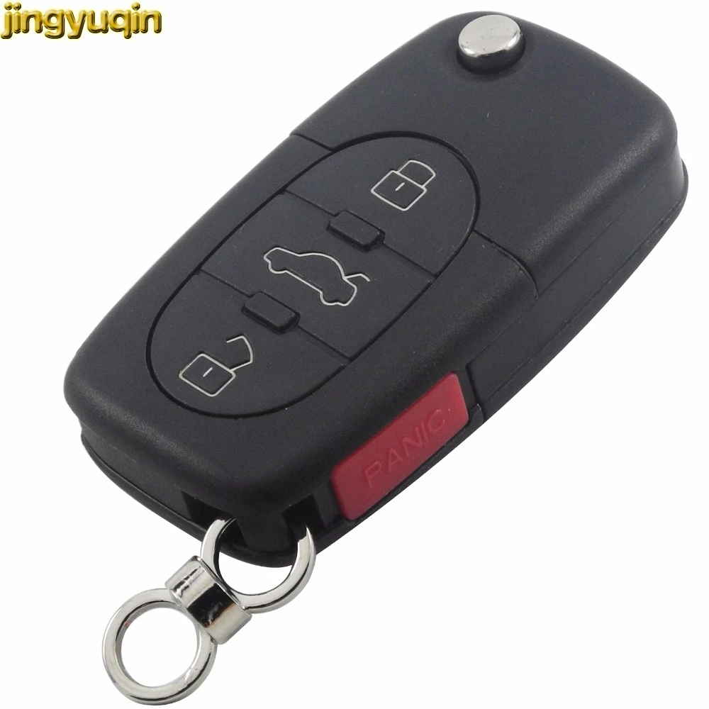 Jingyuqin Remote 4 Buttons 3+1 Panic Car Key Fob Cover Shell Case For Audi A4 A6 A8 S4 S6 S8 CABRIOLET ALLROAD TT FLIP FOLDING